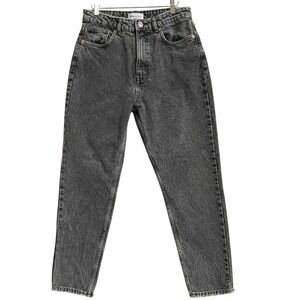 Zara High Rise Acid Wash‎ Black Mom Jeans Size 8 (30) Tapered Leg Vintage Look